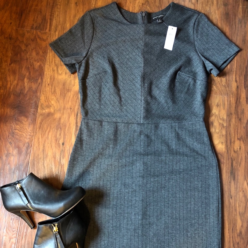 NWT *Banana Republic* Grey/Black Pinstriped Dress